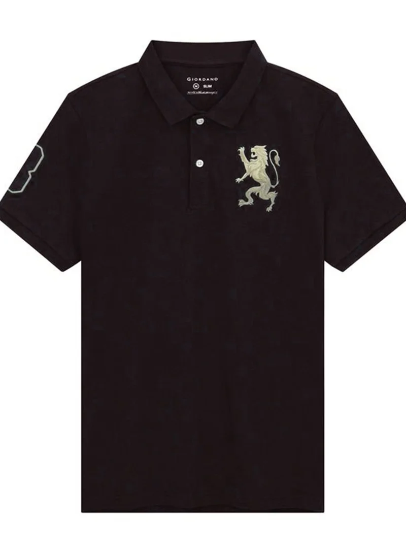 GIORDANO Men’s Slim Fit 3D Lion CNY Lycra Pique Polo